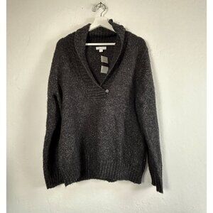 Charter Club Womens Gray Wool Blend Sweater XL Shawl Collar Pullover Cozy New